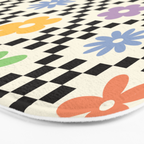 Retro Colorful Flower Double Checker Bath Mat Gallery Image 3