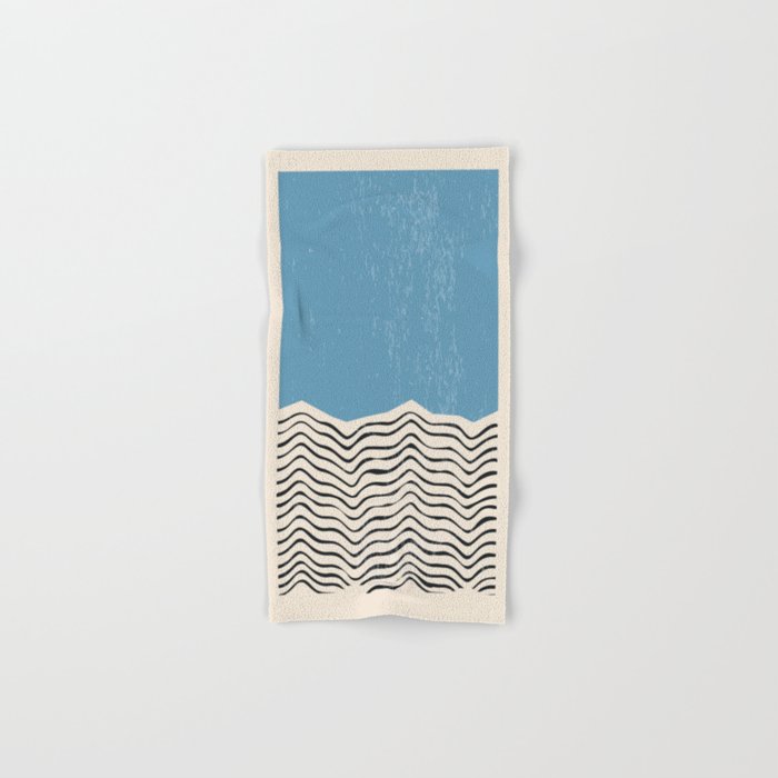 Mid Century Modern Minimalist Blue Waves Rothko Inspired Color Field With Lines Geometric Style  Bath Towel Gallery Image 1