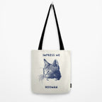Impress Me Hooman - Vintage Cat Illustration, Funny Quote Tote Bag Gallery Image 2