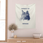 Impress Me Hooman - Vintage Cat Illustration, Funny Quote Wall Tapestry Gallery Image 2