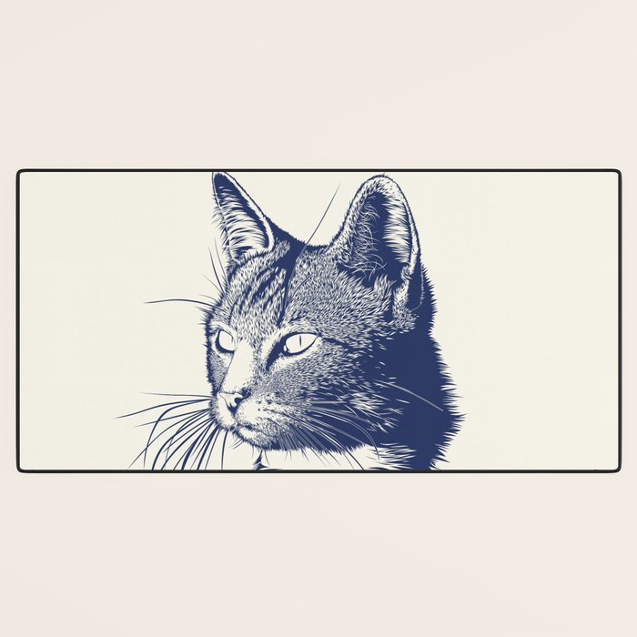 Impress Me Hooman - Vintage Cat Illustration, Funny Quote Desk Mat Gallery Image 3
