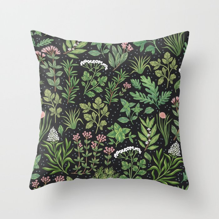 Herbs & Spices - dark Throw Pillow Gallery Image 1