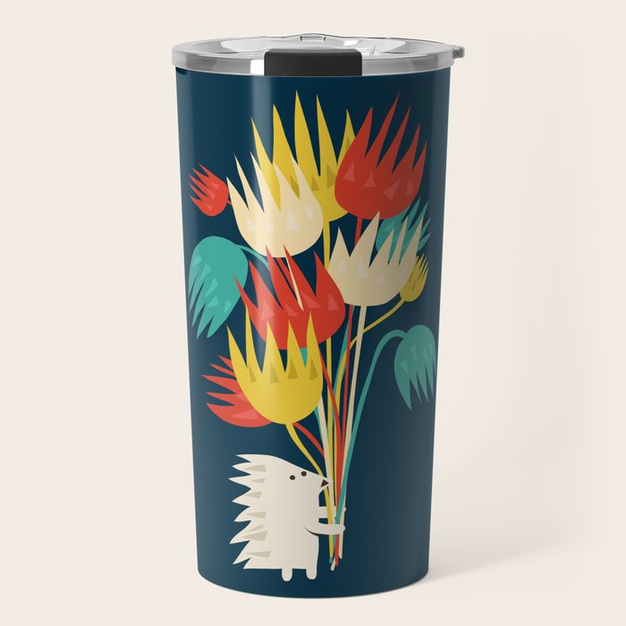 Hedgehog with flowers Travel Mug Gallery Image 1
