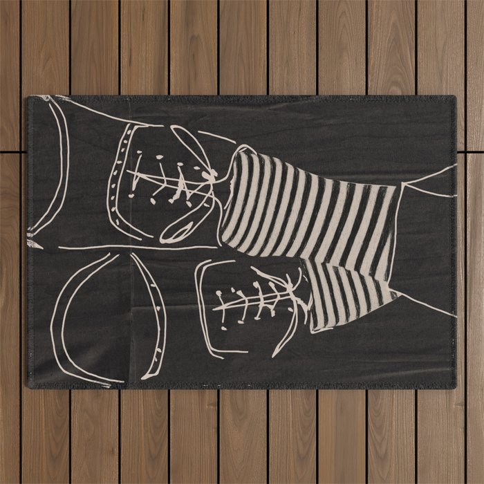 Good Mood  Line Art Outdoor Rug Gallery Image 1