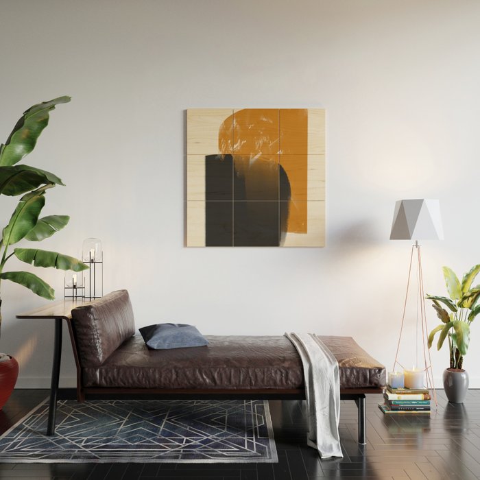 Black And Ochre Wood Wall Art Gallery Image 2