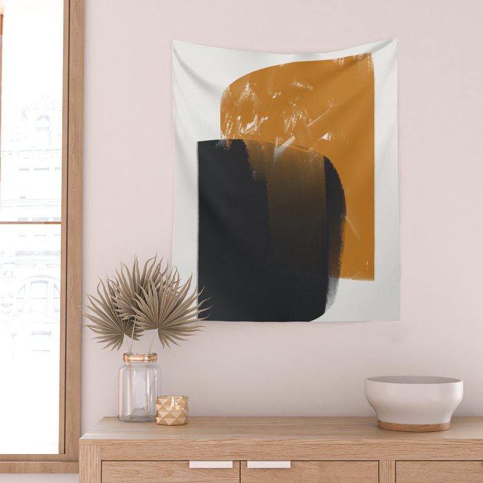 Black And Ochre Wall Tapestry Gallery Image 2