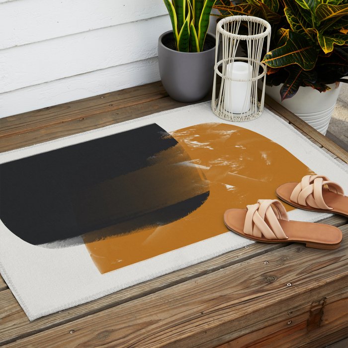 Black And Ochre Outdoor Rug Gallery Image 2