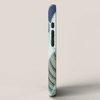 Leaf wall // navy blue pine and sage green leaves mint lines iPhone Case Gallery Image 2