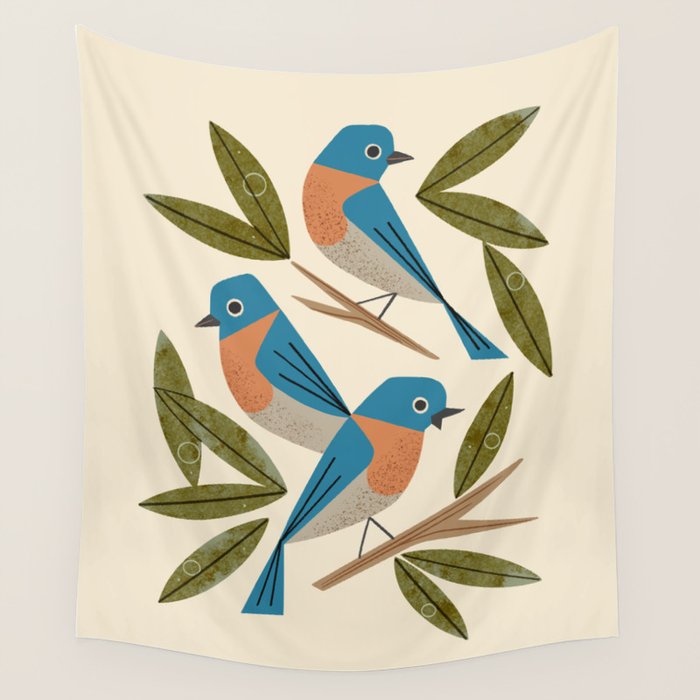 Bluebirds Wall Tapestry Gallery Image 4