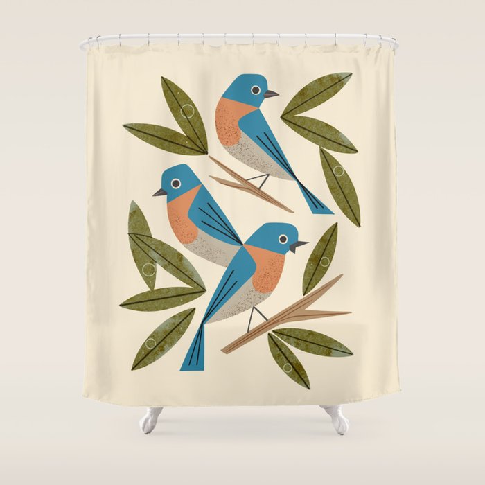 Bluebirds Shower Curtain Gallery Image 1