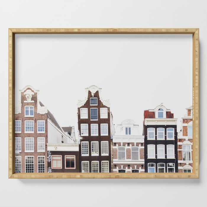 Crooked Amsterdam Houses | Architecture Art Print | Travel Photography Serving Tray Gallery Image 1