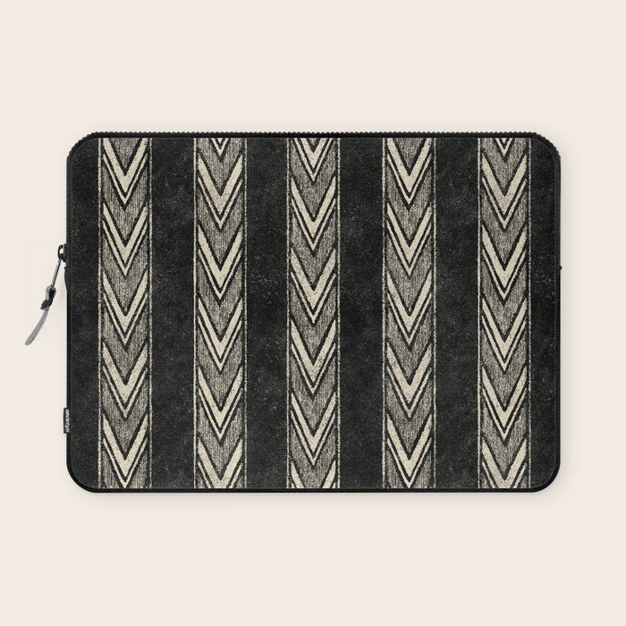 Canyon Stripe - black and cream Laptop Sleeve Gallery Image 1