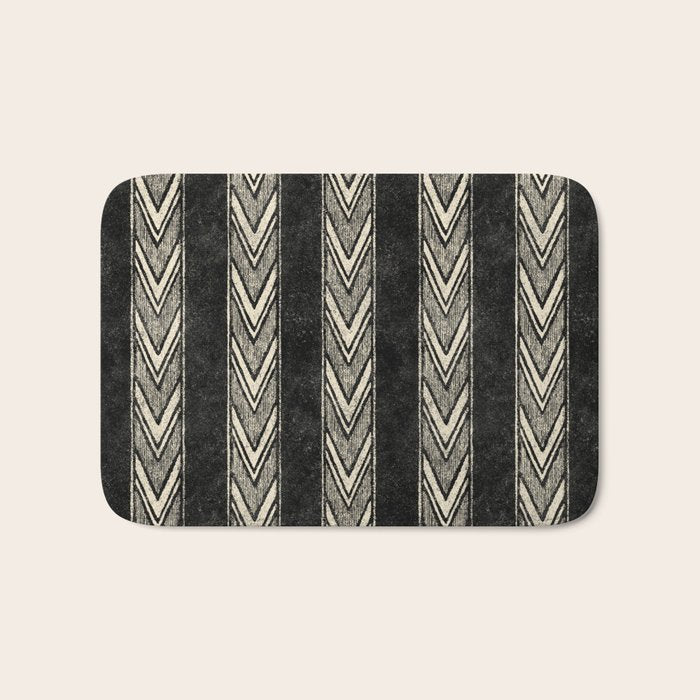 Canyon Stripe - black and cream Bath Mat Gallery Image 1