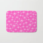 Hot Pink Mid Century Modern Twinkling Stars Retro Atomic Pattern Bath Mat Gallery Image 1