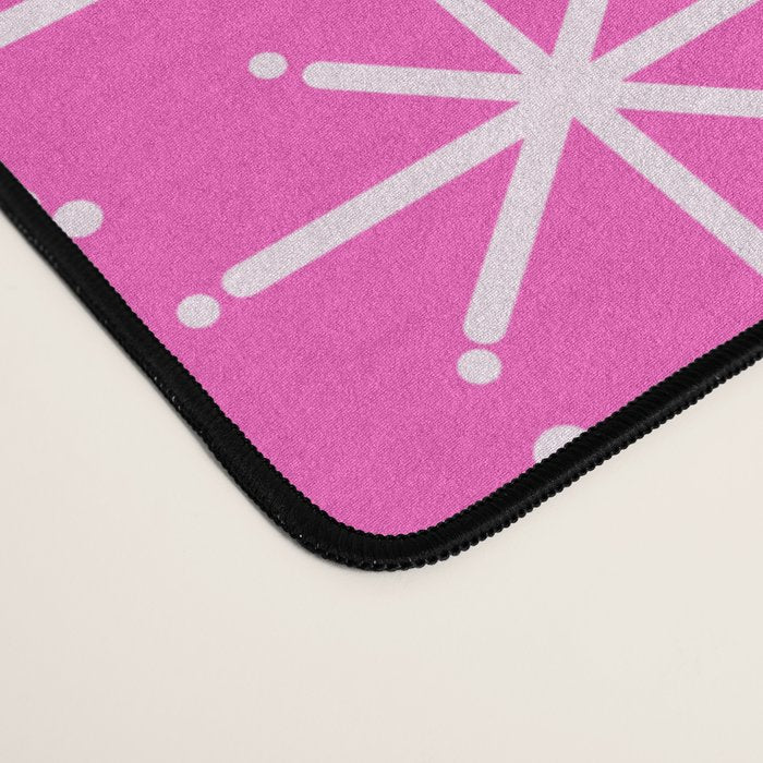 Hot Pink Mid Century Modern Twinkling Stars Retro Atomic Pattern Desk Mat Gallery Image 4