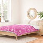 Hot Pink Mid Century Modern Twinkling Stars Retro Atomic Pattern Duvet Cover Gallery Image 2