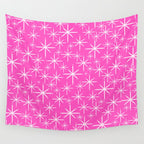 Hot Pink Mid Century Modern Twinkling Stars Retro Atomic Pattern Wall Tapestry Gallery Image 4
