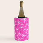 Hot Pink Mid Century Modern Twinkling Stars Retro Atomic Pattern Wine Chiller Gallery Image 2