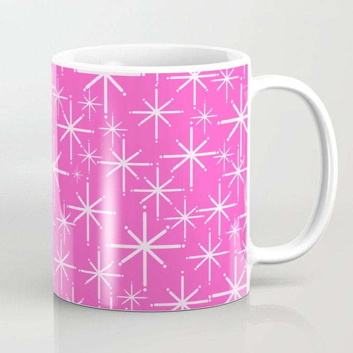 Hot Pink Mid Century Modern Twinkling Stars Retro Atomic Pattern Coffee Mug Gallery Image 1