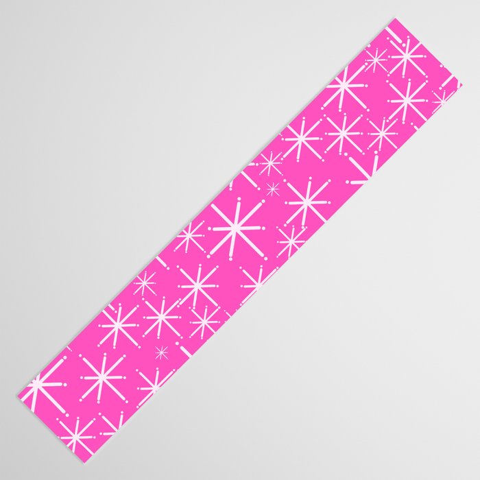 Hot Pink Mid Century Modern Twinkling Stars Retro Atomic Pattern Table Runner Gallery Image 3