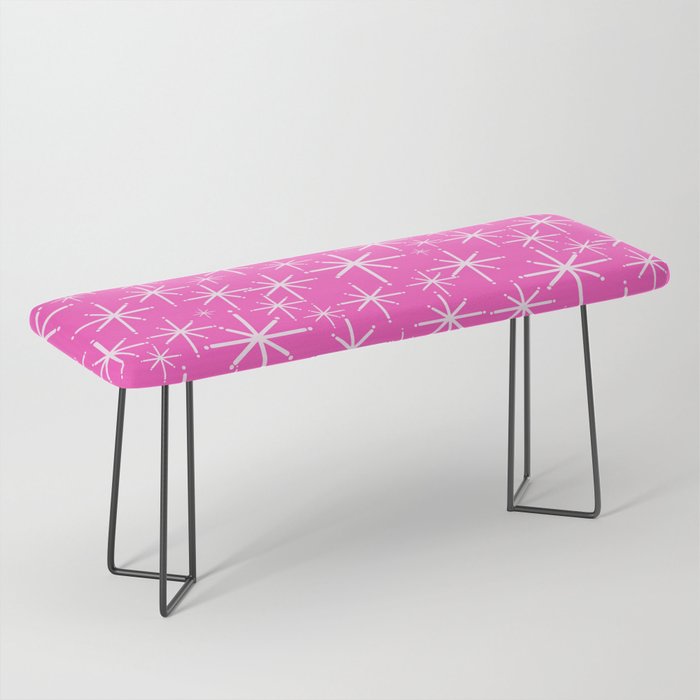 Hot Pink Mid Century Modern Twinkling Stars Retro Atomic Pattern Bench Gallery Image 1