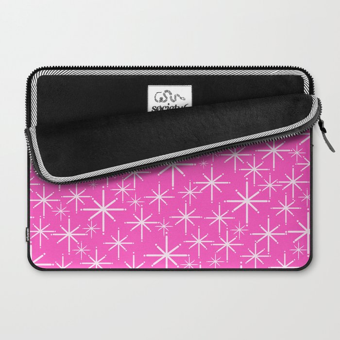 Hot Pink Mid Century Modern Twinkling Stars Retro Atomic Pattern Laptop Sleeve Gallery Image 2
