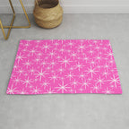 Hot Pink Mid Century Modern Twinkling Stars Retro Atomic Pattern Rug Gallery Image 1