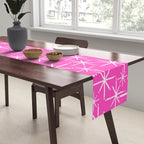 Hot Pink Mid Century Modern Twinkling Stars Retro Atomic Pattern Table Runner Gallery Image 2
