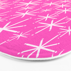 Hot Pink Mid Century Modern Twinkling Stars Retro Atomic Pattern Bath Mat Gallery Image 3