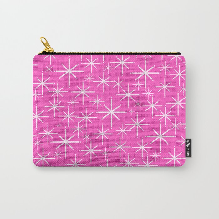 Hot Pink Mid Century Modern Twinkling Stars Retro Atomic Pattern Carry All Pouch Gallery Image 1