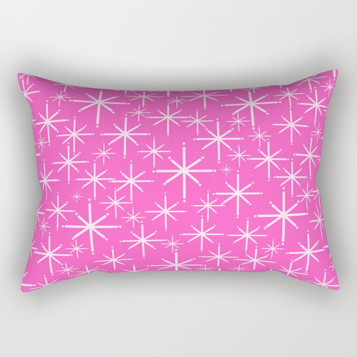 Hot Pink Mid Century Modern Twinkling Stars Retro Atomic Pattern Rectangular Pillow Gallery Image 1