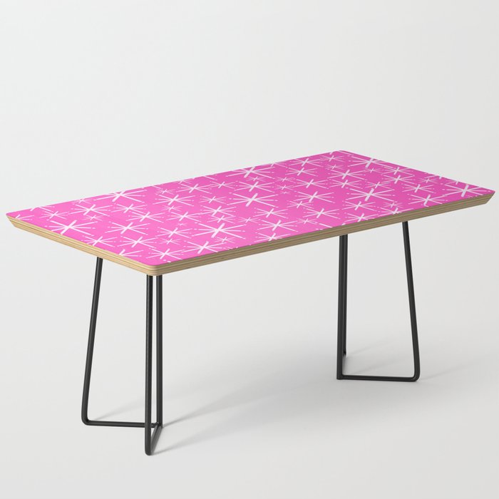 Hot Pink Mid Century Modern Twinkling Stars Retro Atomic Pattern Coffee Table Gallery Image 1