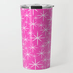 Hot Pink Mid Century Modern Twinkling Stars Retro Atomic Pattern Travel Mug Gallery Image 1