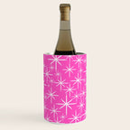 Hot Pink Mid Century Modern Twinkling Stars Retro Atomic Pattern Wine Chiller Gallery Image 3