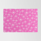 Hot Pink Mid Century Modern Twinkling Stars Retro Atomic Pattern Rug Gallery Image 2