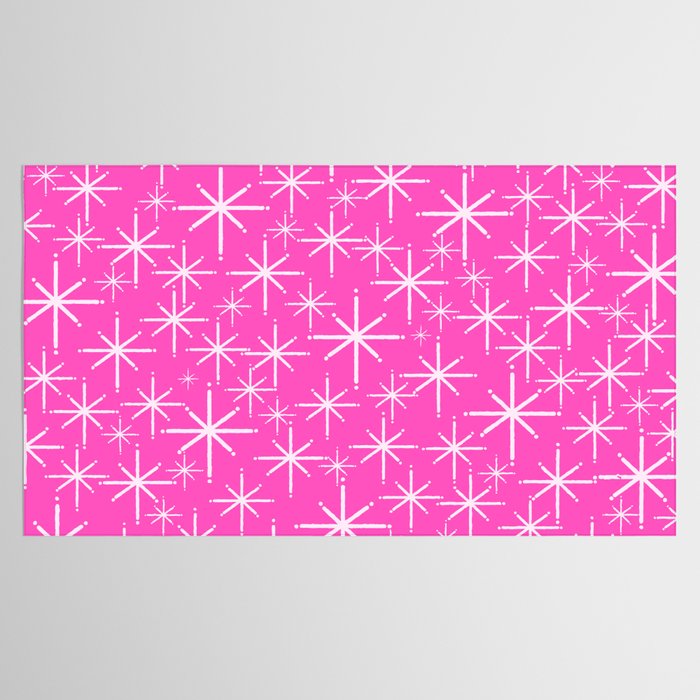 Hot Pink Mid Century Modern Twinkling Stars Retro Atomic Pattern Tablecloth Gallery Image 2