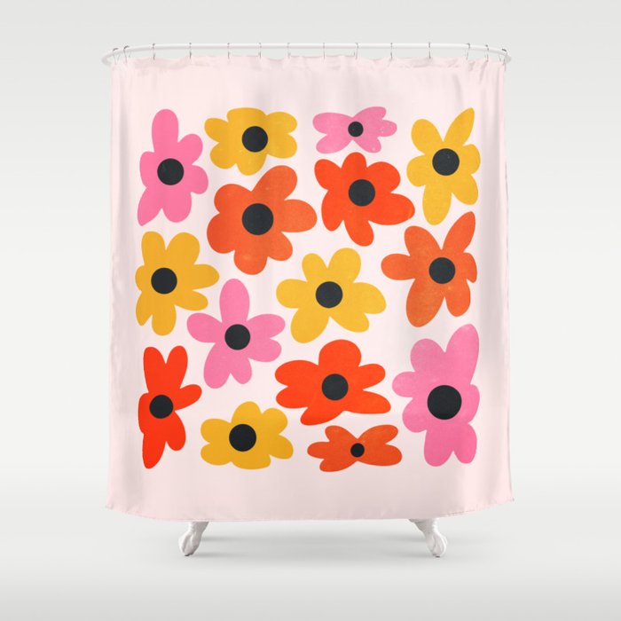 Retro Flowers: Pastel Edition Shower Curtain Gallery Image 1