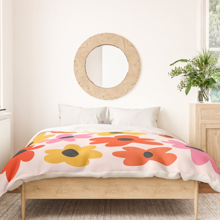 Retro Flowers: Pastel Edition Duvet Cover Gallery Image 3