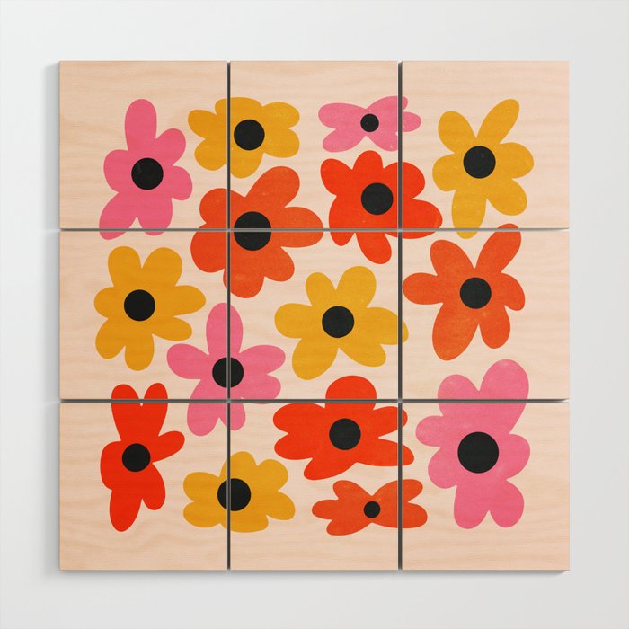 Retro Flowers: Pastel Edition Wood Wall Art Gallery Image 1