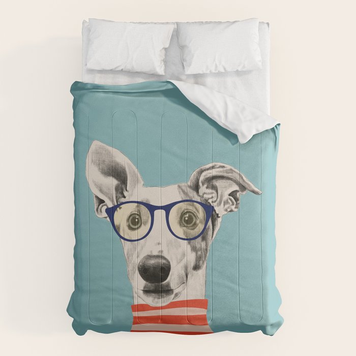 Portrait of a greyhound dog II Comforter Gallery Image 1