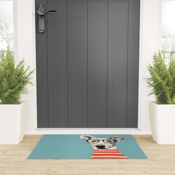 Portrait of a greyhound dog II Welcome Mat Gallery Image 3