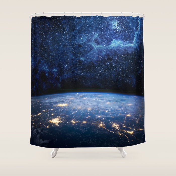 Earth and Galaxy Shower Curtain Gallery Image 1