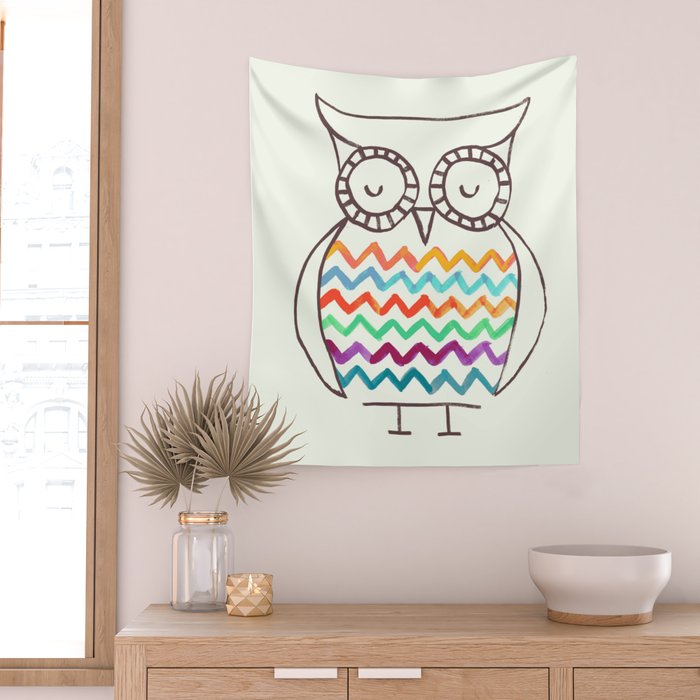 Chevron Owl Wall Tapestry Gallery Image 2
