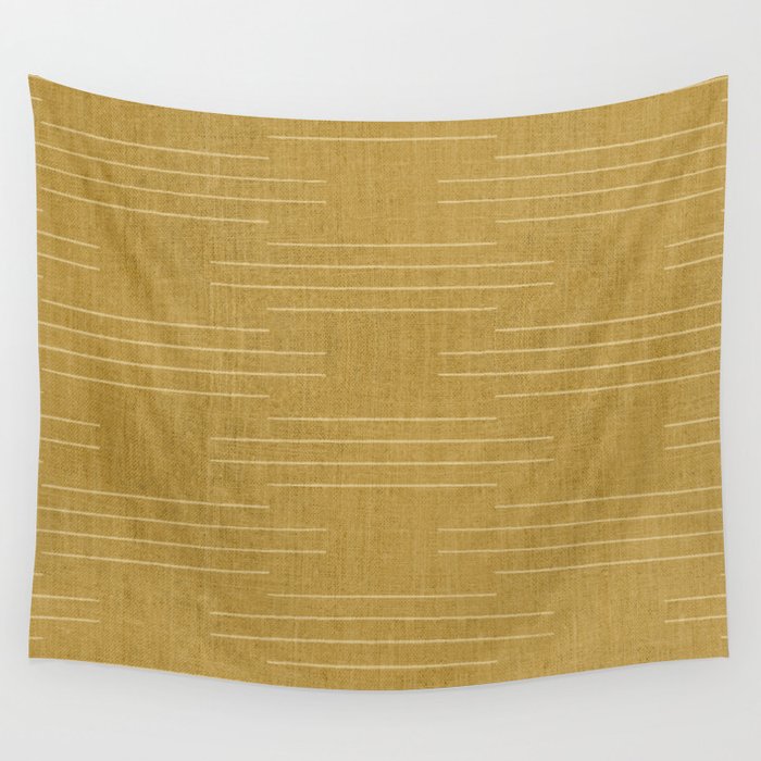 Minimalist, Boho, Line Art in Yellow Wall Tapestry Gallery Image 1