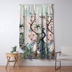 Chinoiserie Pastel Peacock Garden Fresco Window Curtain Gallery Image 5