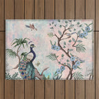 Chinoiserie Pastel Peacock Garden Fresco Outdoor Rug Gallery Image 1