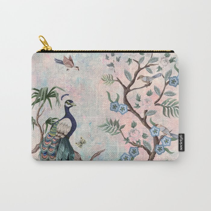Chinoiserie Pastel Peacock Garden Fresco Carry All Pouch Gallery Image 1