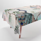 Chinoiserie Pastel Peacock Garden Fresco Tablecloth Gallery Image 1