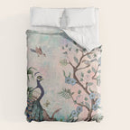 Chinoiserie Pastel Peacock Garden Fresco Duvet Cover Gallery Image 6