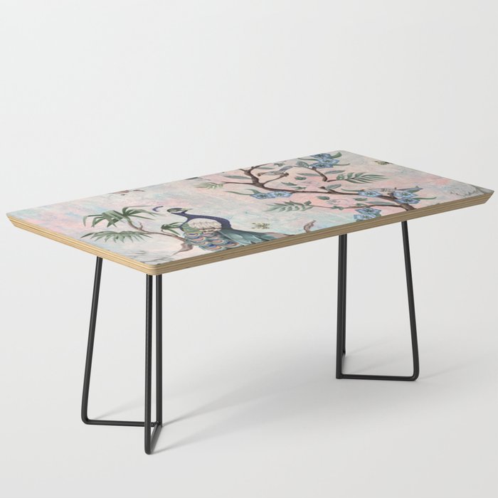 Chinoiserie Pastel Peacock Garden Fresco Coffee Table Gallery Image 1